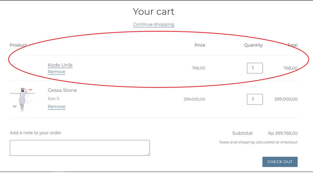 UniqueTransactions quando o cliente está na página de checkout