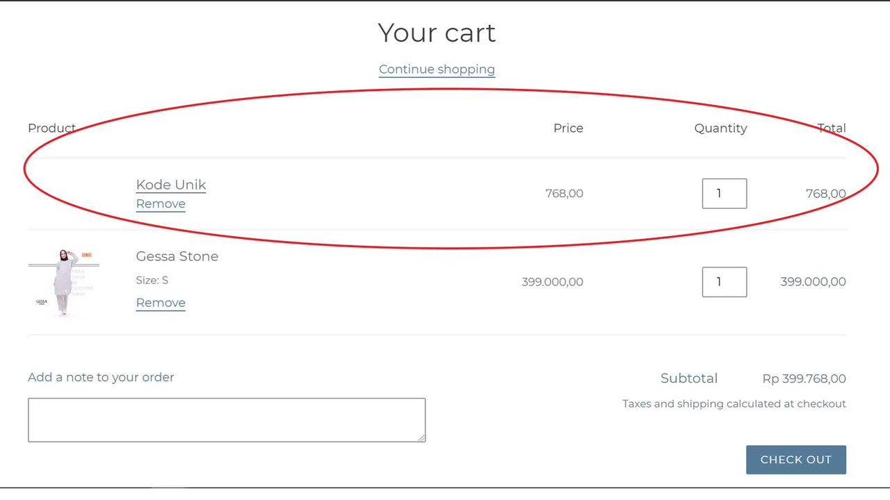 UniqueTransactions quando o cliente está na página de checkout