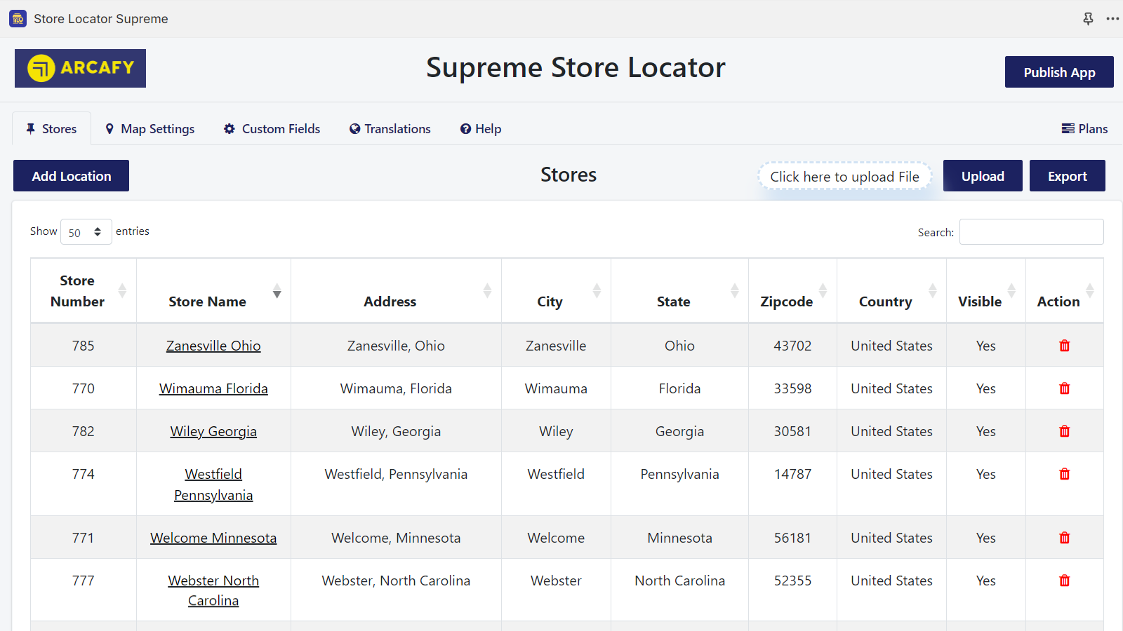 Supreme Store Locator Screenshot