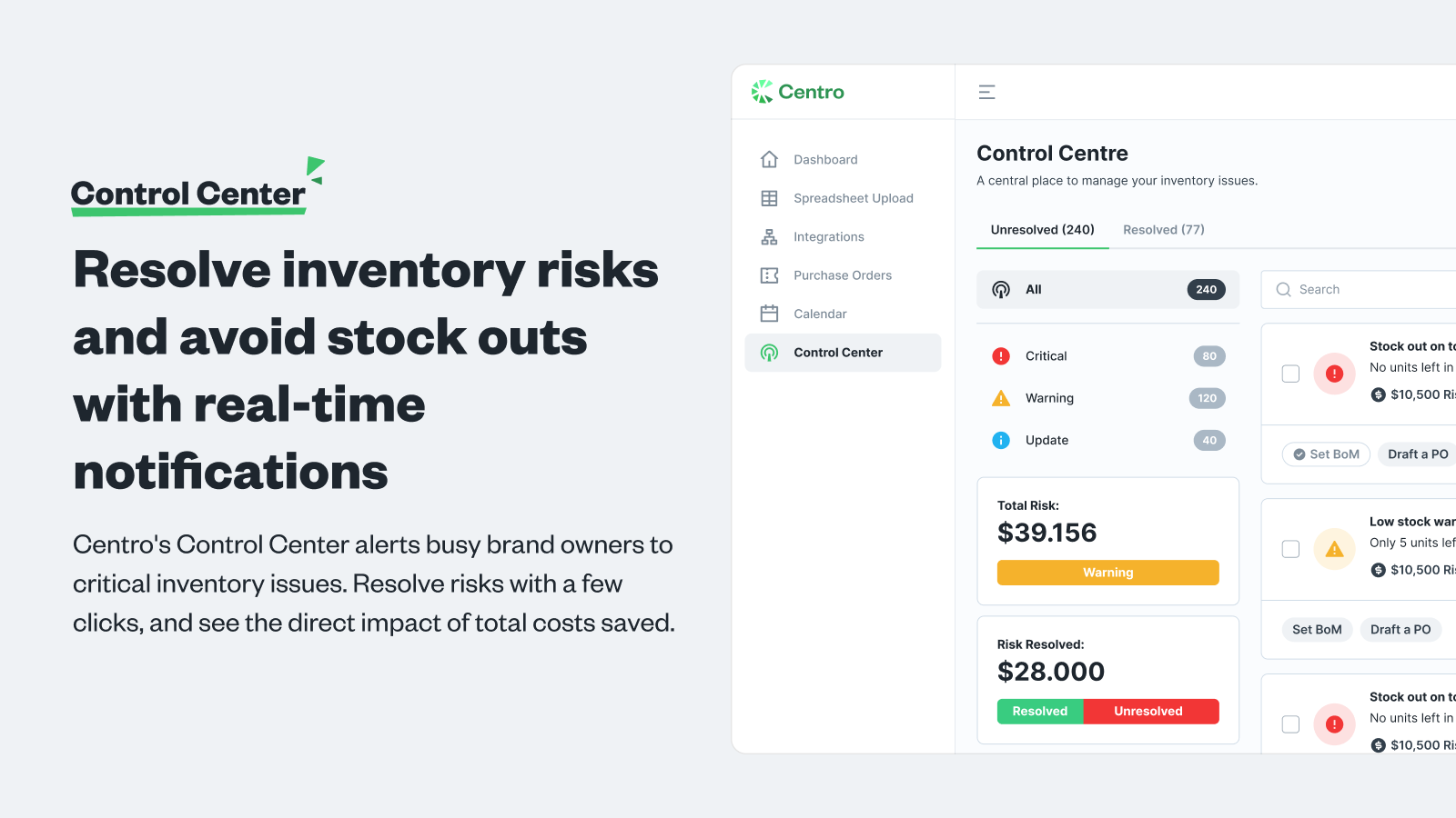 Centro Inventory Platform Screenshot