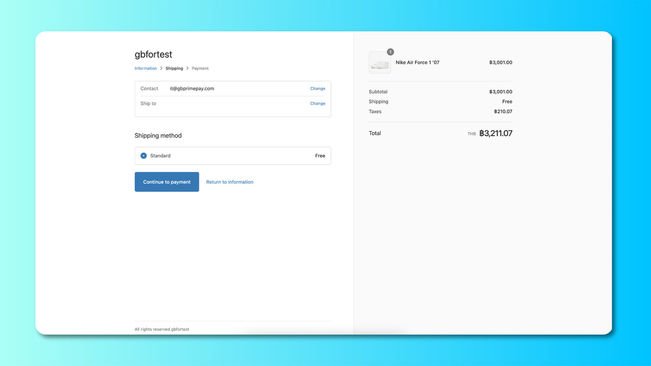 Select the shipping method and see the summary