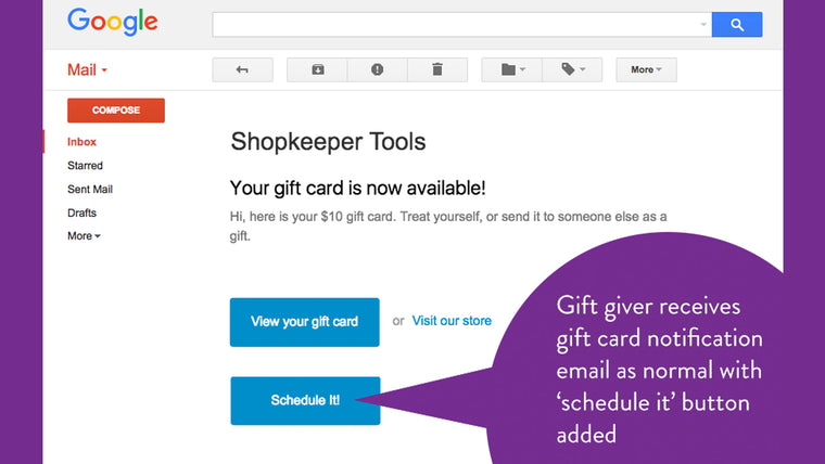 ShopKeeper Gift Card Scheduler Screenshot