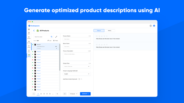 Generate optimized product descriptions using AI