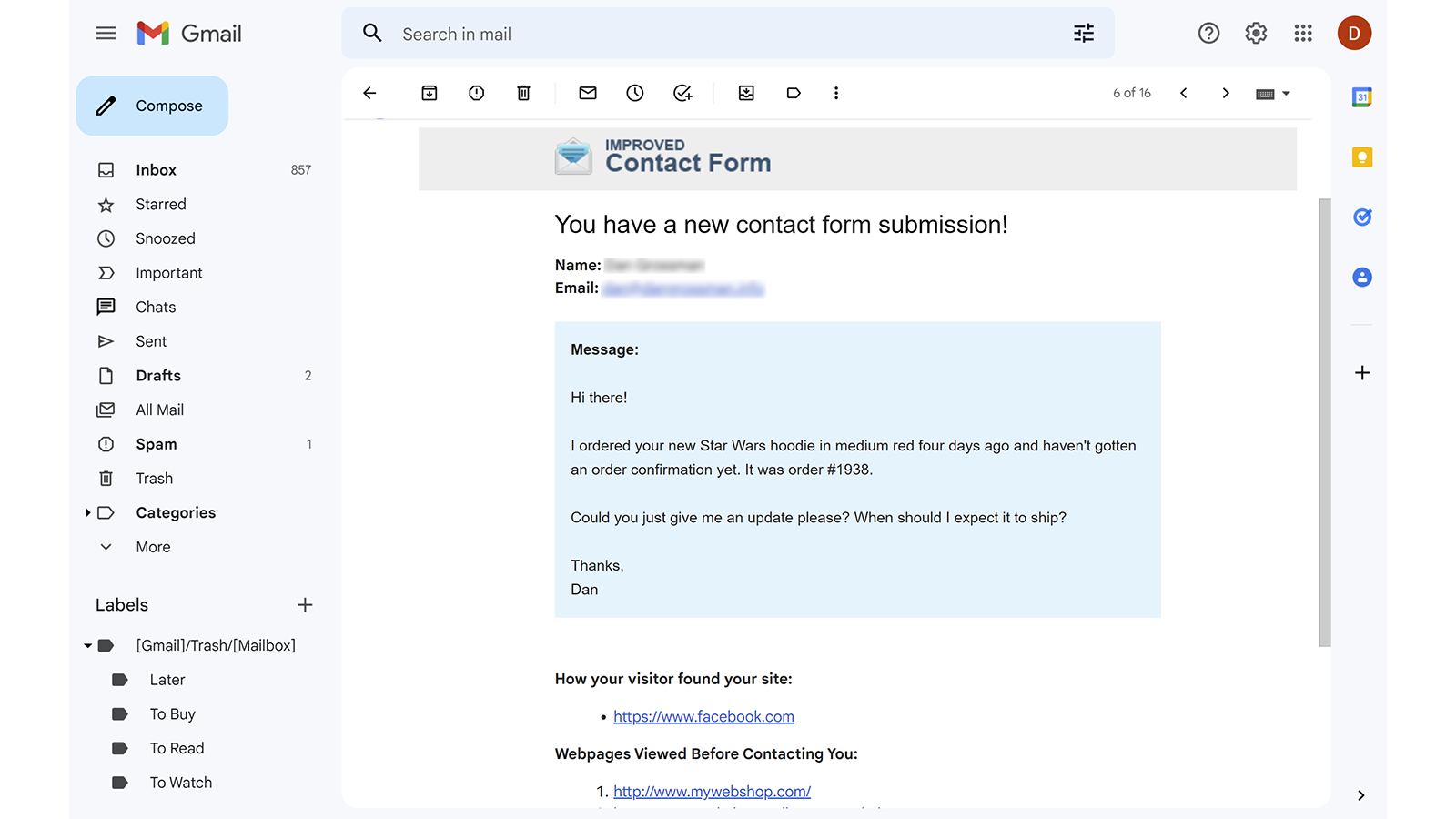 Improved Contact Form Screenshot