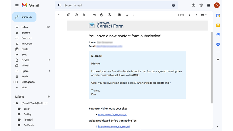 Improved Contact Form Screenshot