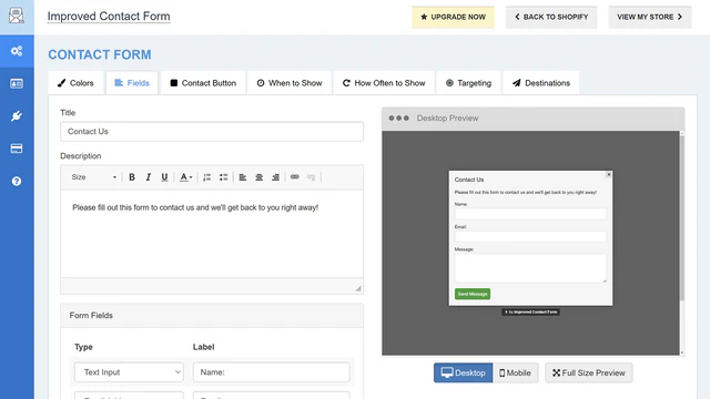 Contactformulier Editor