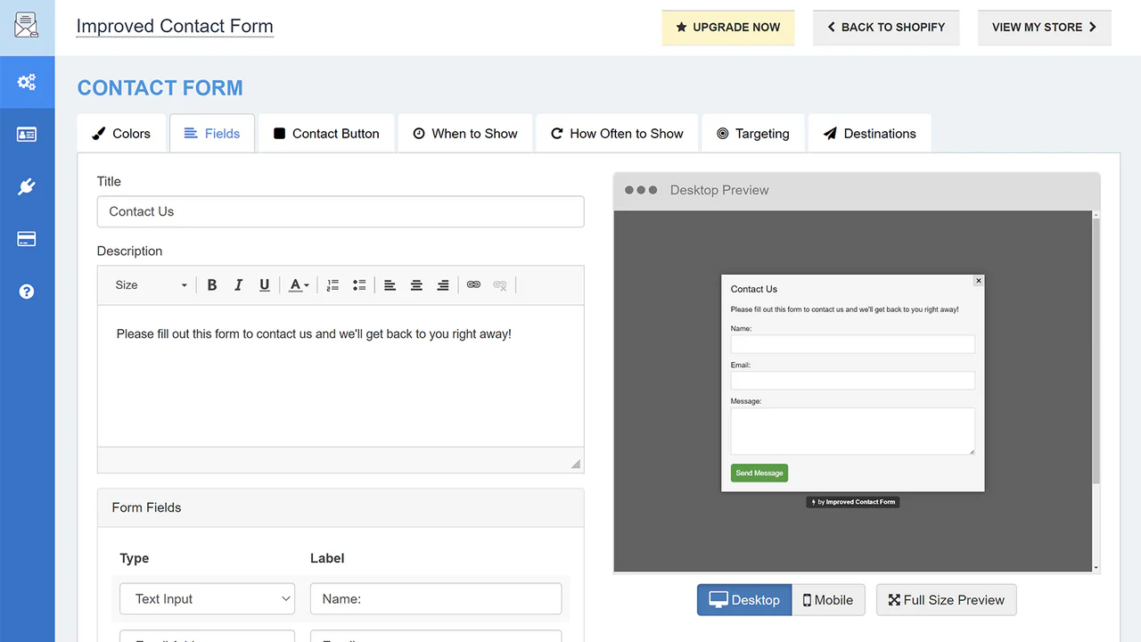 Kontaktformular-Editor