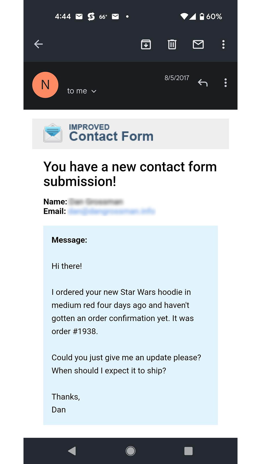 Improved Contact Form Screenshot