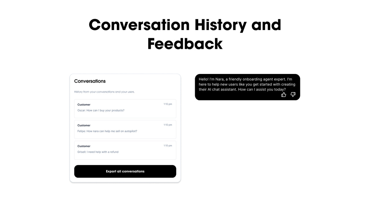 Bild der Konversationshistorie und Feedback-Funktion