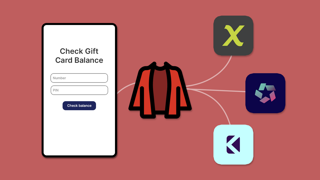 Logos of various gift card providers linked to a balance checker