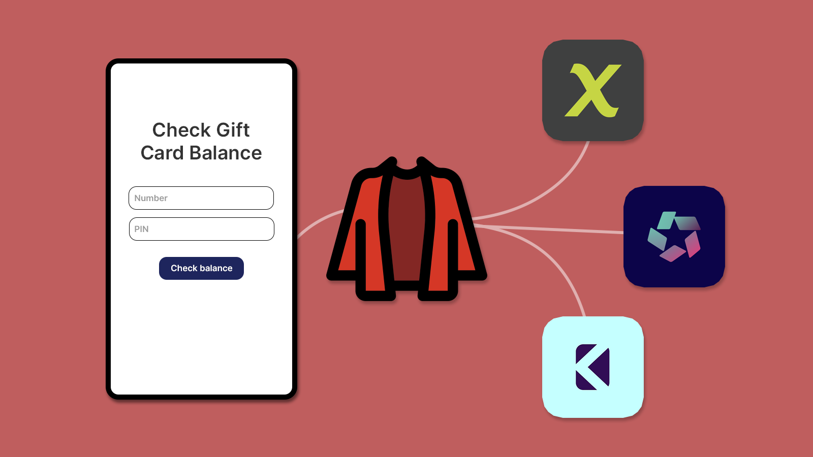 Logos of various gift card providers linked to a balance checker