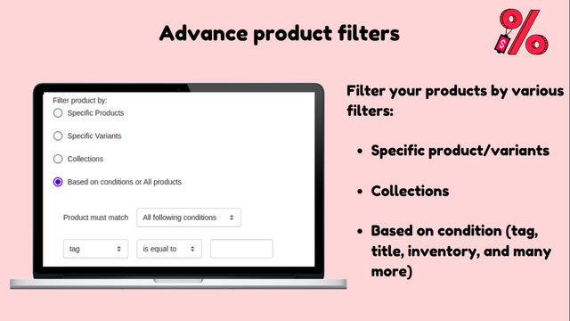 selecteer je producten via diverse filters