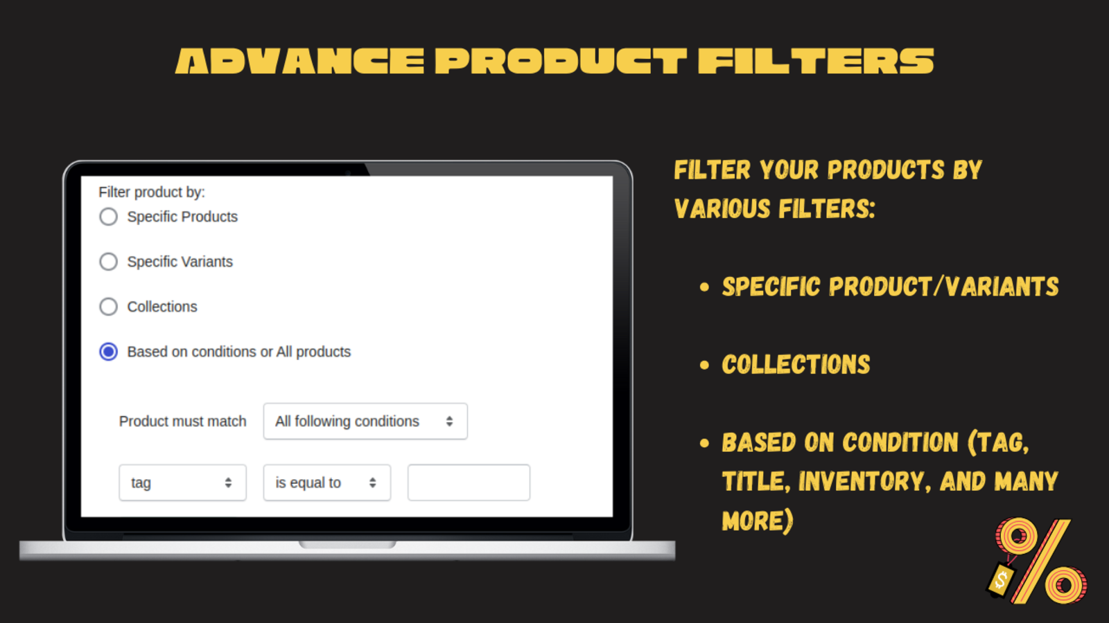 selecteer uw producten met diverse filter
