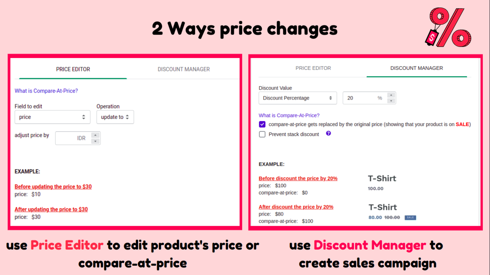 2 ways price change
