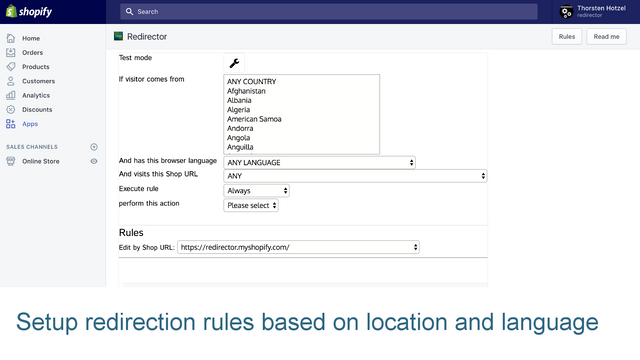 Setup rules based on location and language