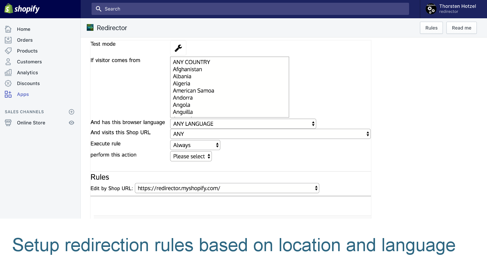 Configurar regras com base em localização e idioma