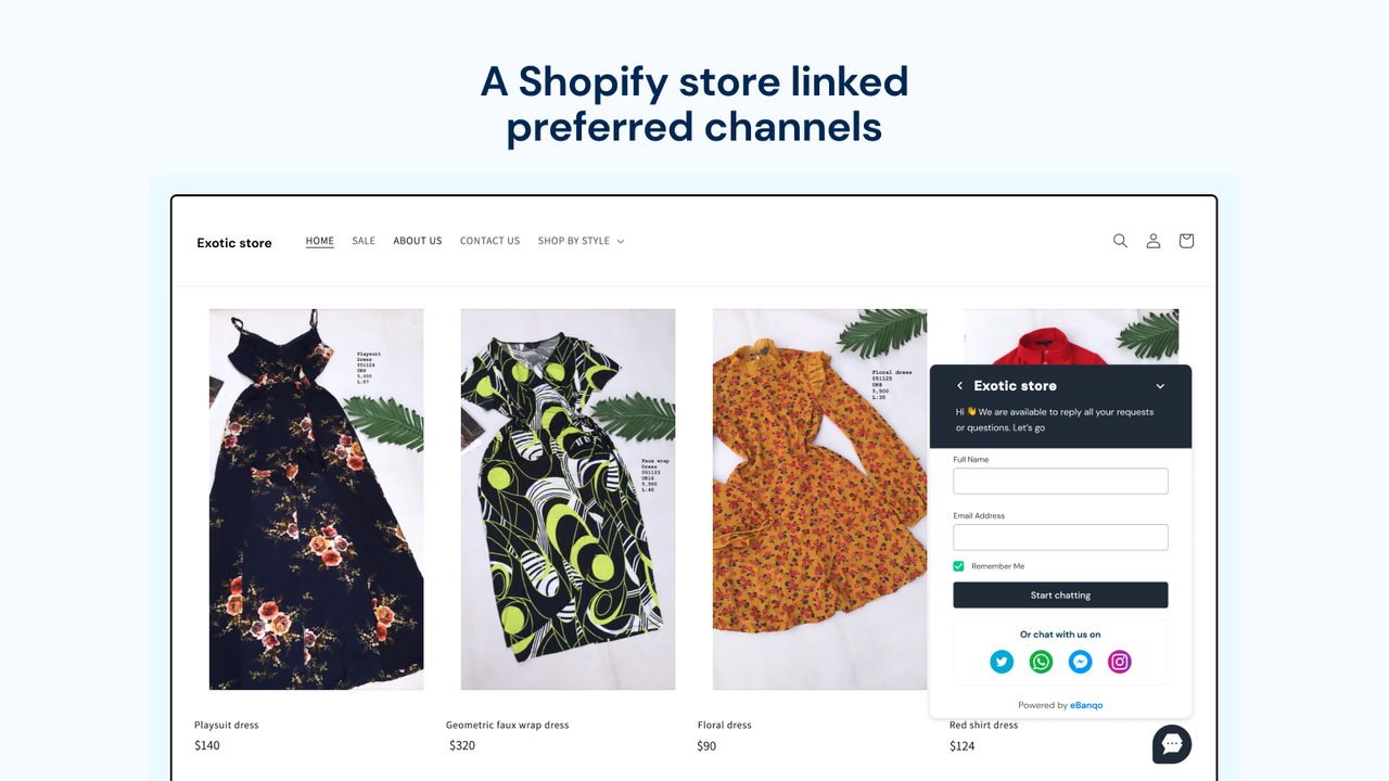 A Shopify store linked preferred channels