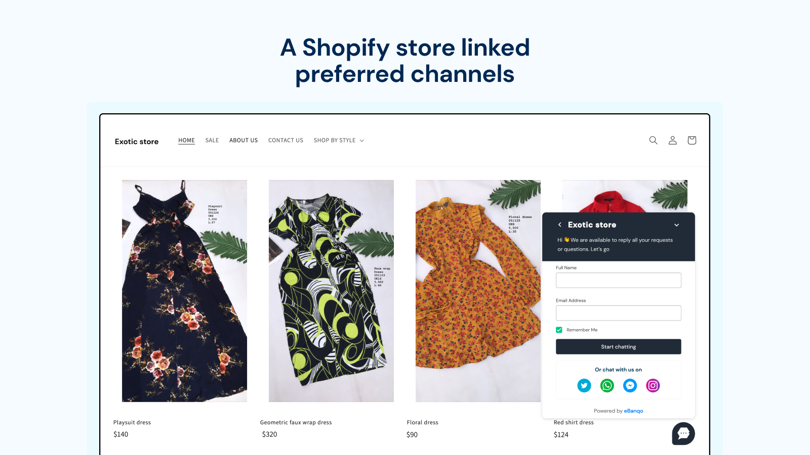 Una tienda Shopify vinculada a canales preferidos