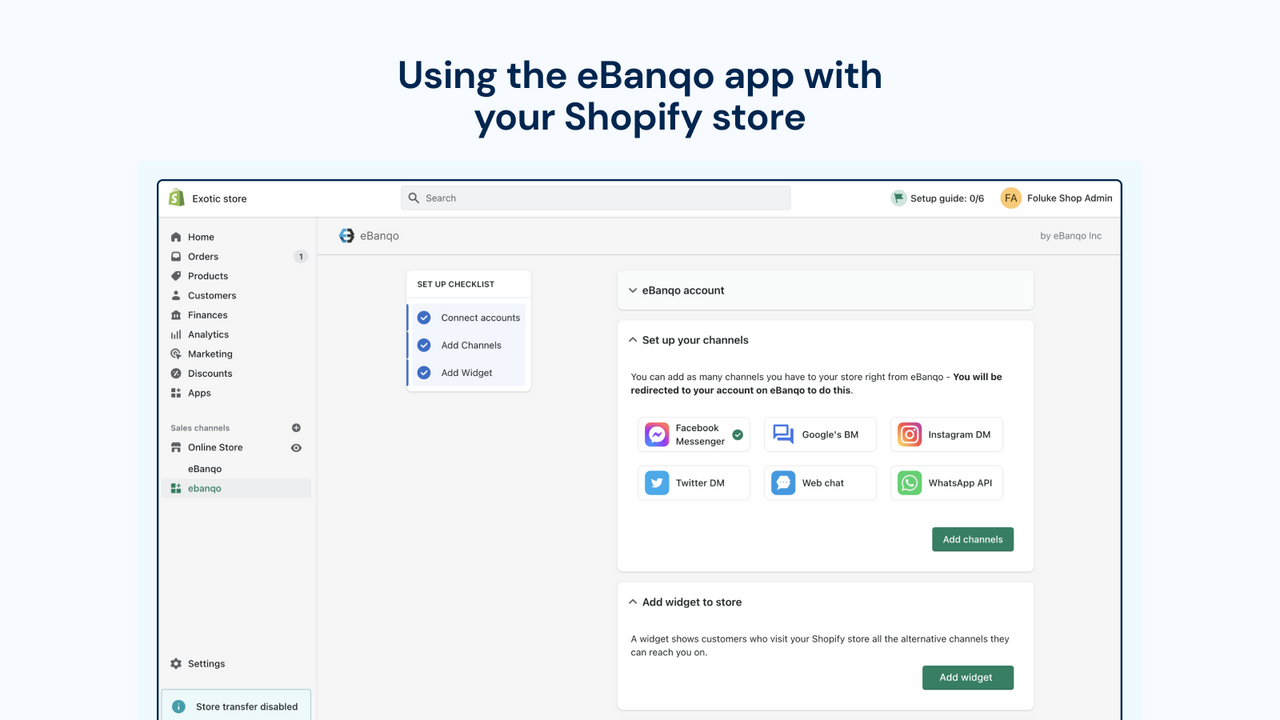 Usando la aplicación eBanqo con tu tienda Shopify