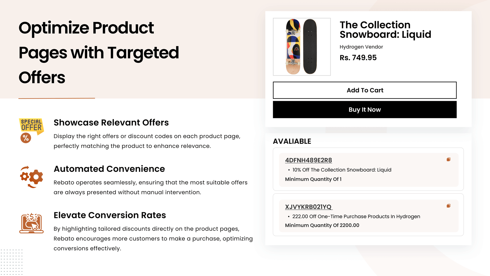 Mostrar ofertas en la página del producto