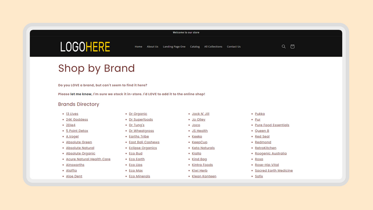 Brands Directory Section 2.0 Screenshot