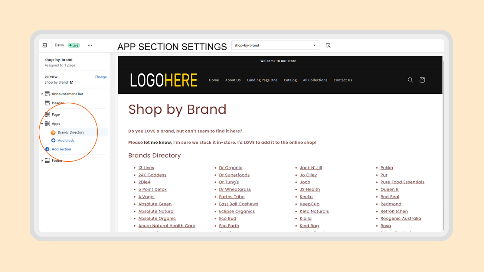 Brands Directory Section 2.0 Screenshot