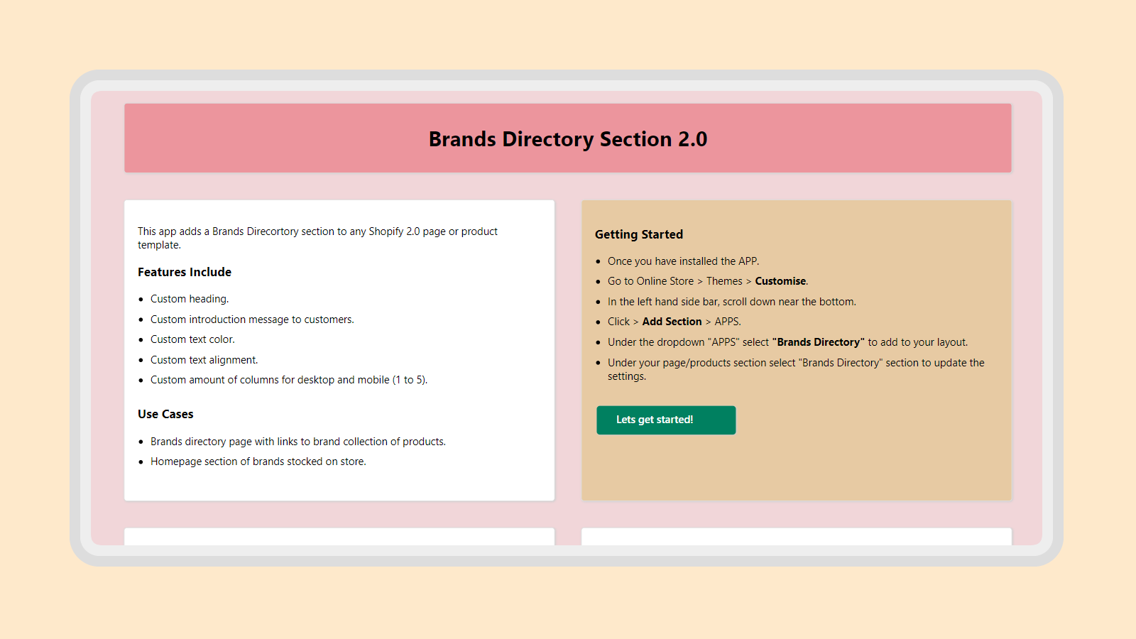 Brands Directory Section 2.0 Screenshot