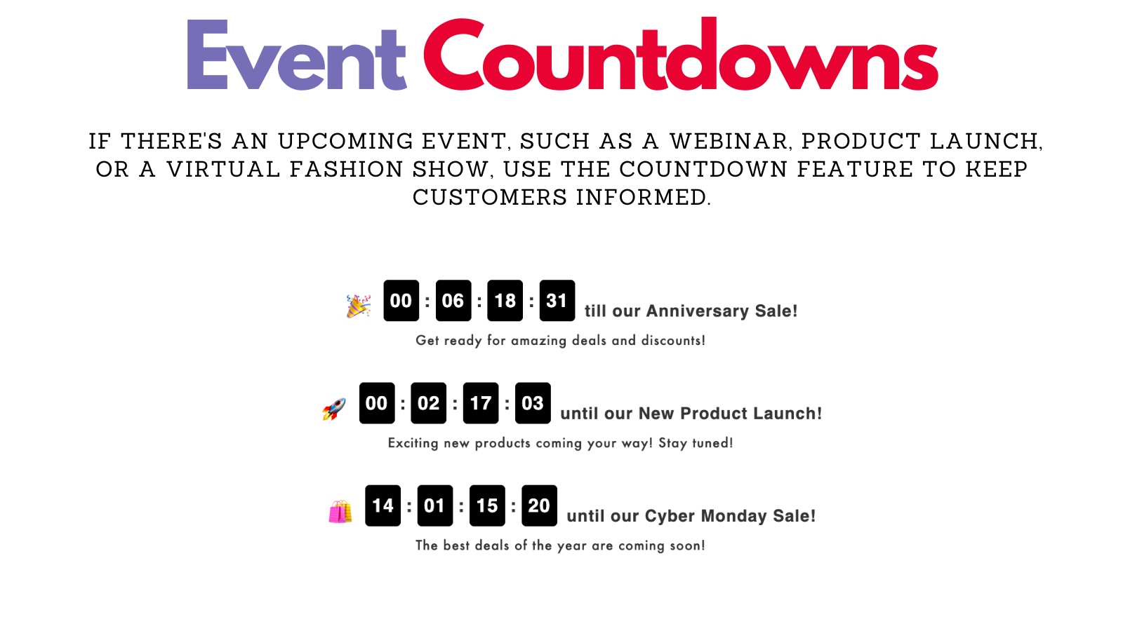 Event Countdown examples