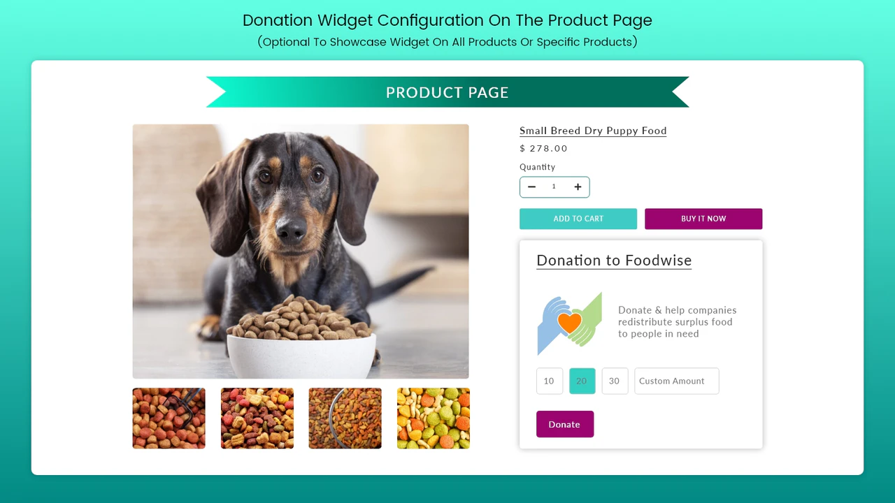 Widget de don sur la page détaillée du produit - Module Shopify