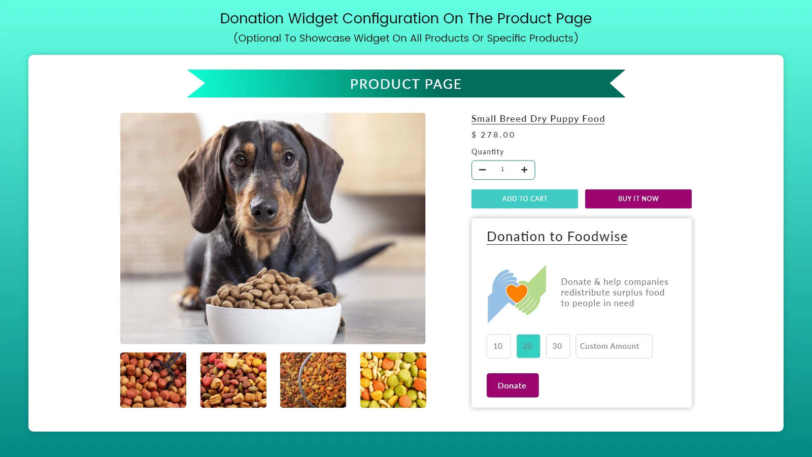 Widget de Donación en la Página Detallada del Producto - Módulo Shopify