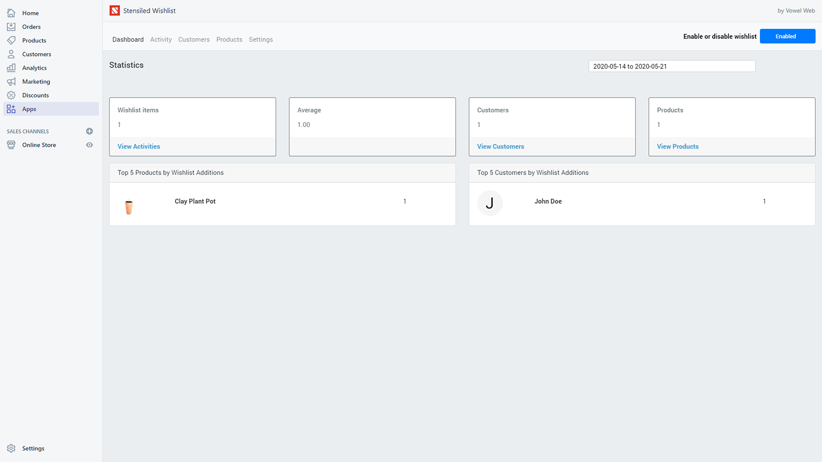 Önskelista Dashboard