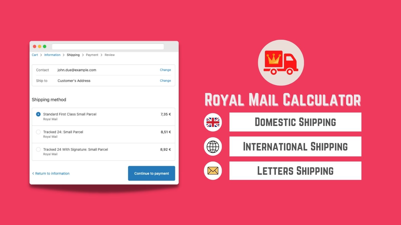 Calculateur d'expédition Royal Mail