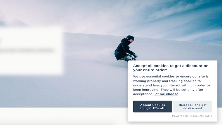 Discount Cookie ‑ GDPR banner Screenshot