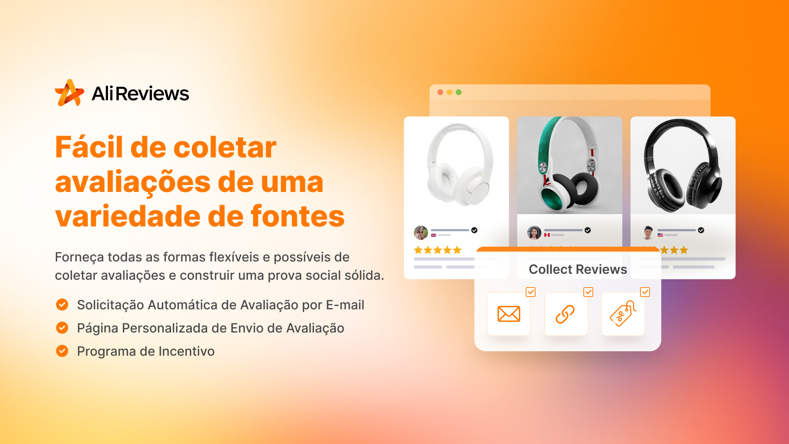 A AliReviews coleta avaliações de todas as fontes disponíveis