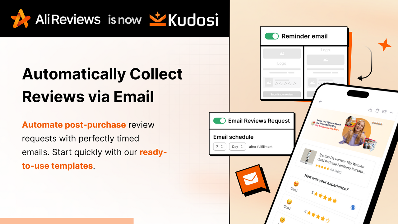 Kudosi (Ali Reviews) auto collect reviews via email