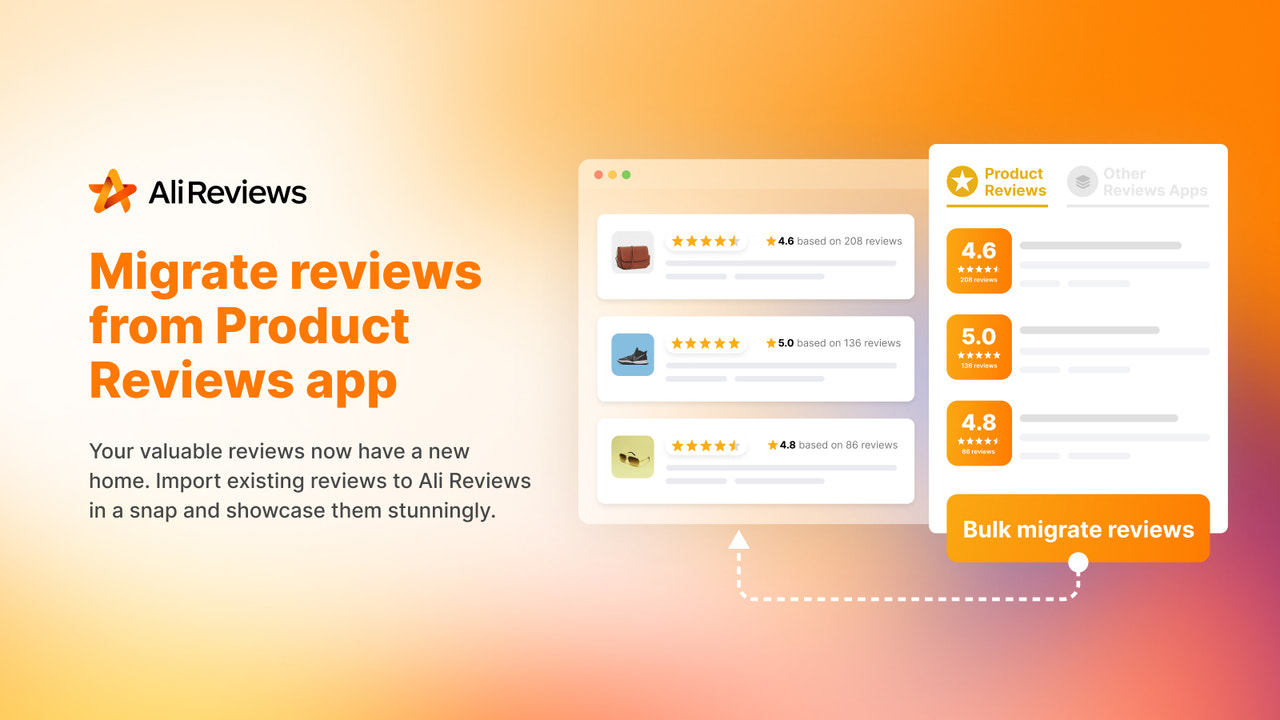 Migration gratuite des avis à partir de l'application d'avis de produit Shopify