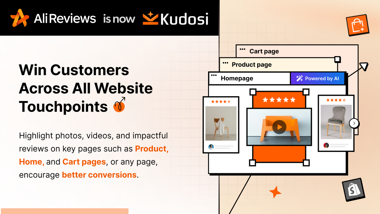 Kudosi (Ali Reviews) display reviews on home, product, cart page