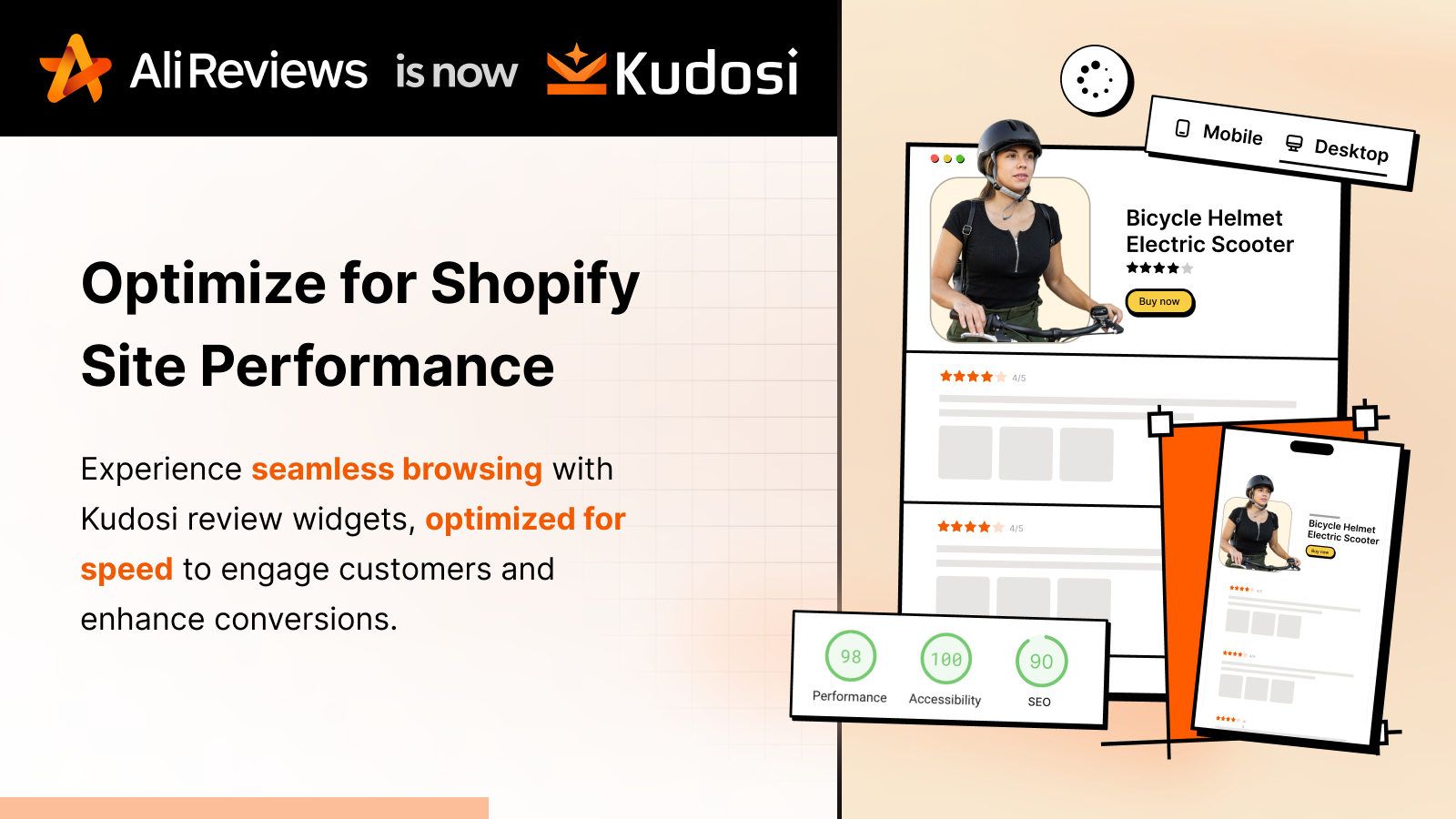 Kudosi (Ali Reviews) optimize review for mobile, review for desk