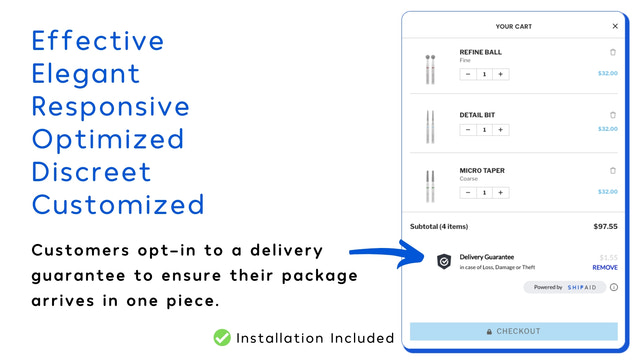 Widget de Carrinho ShipAid Add-On Proteção de Envio