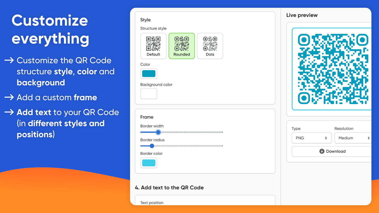 Personalize tudo (estilo de estrutura, cor e fundo)