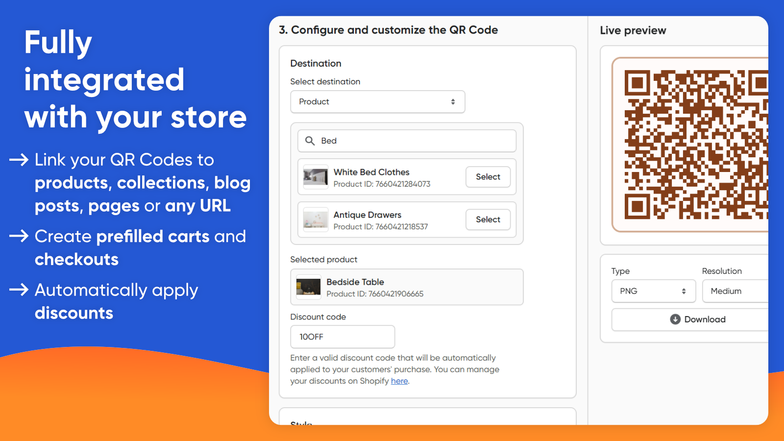 QR Codes integrated with your Shopify store