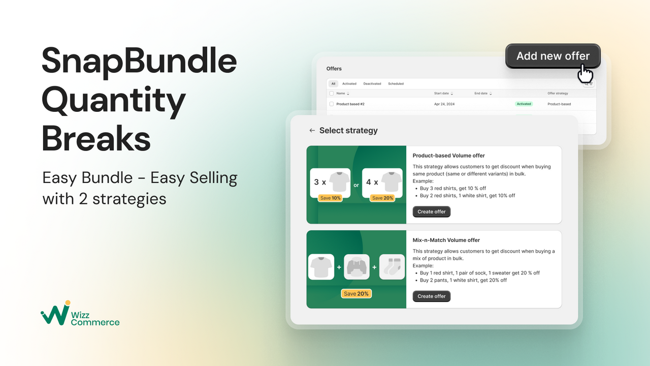 SnapBundle te ayuda a configurar paquetes de productos con 2 estrategias