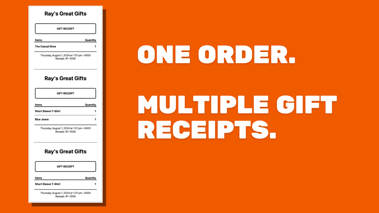 Multiple gift receipts for one order