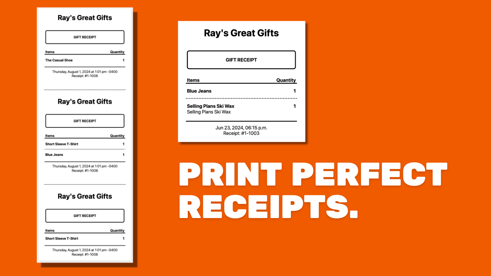 'QuickGift usage step 3: print perfect receipts