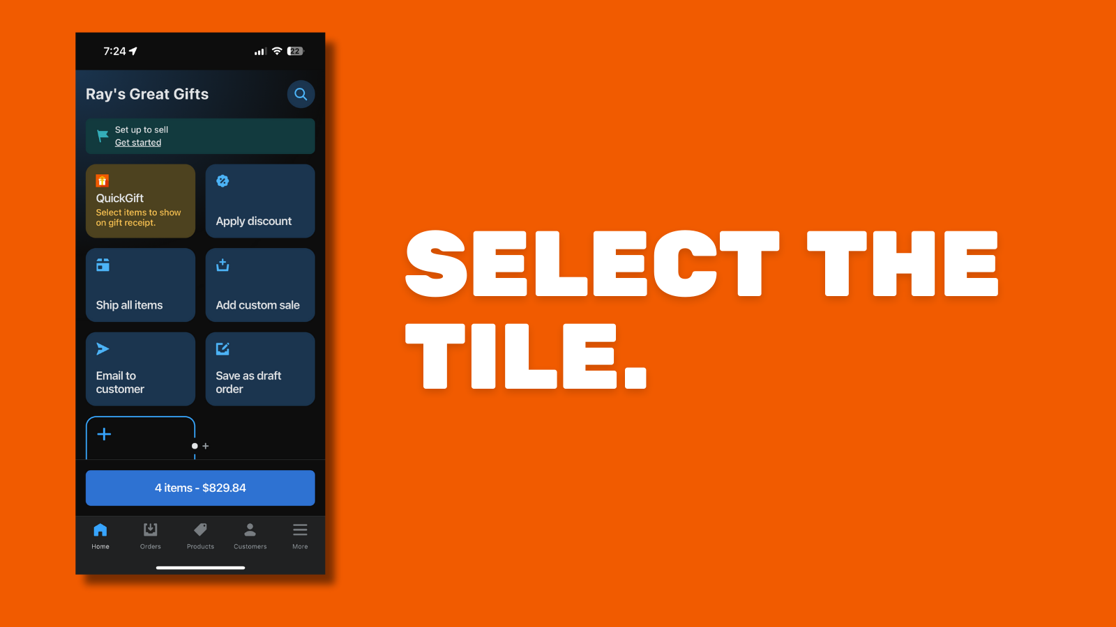 'QuickGift' usage step 1: select the tile