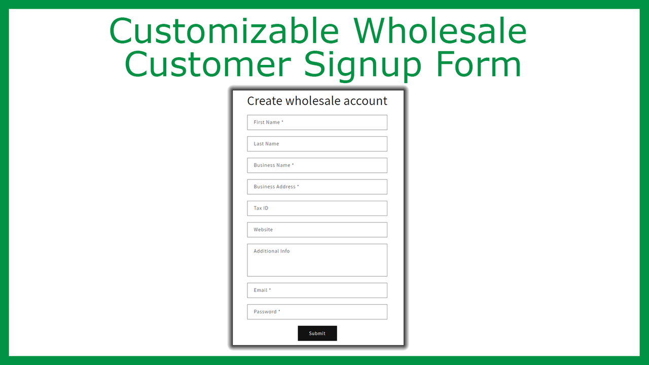 formulario de registro mayorista personalizado