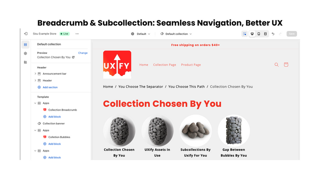 Subcollections for easy navigation on online stores.