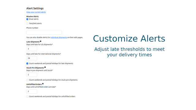 Late Shipment Alert Settings