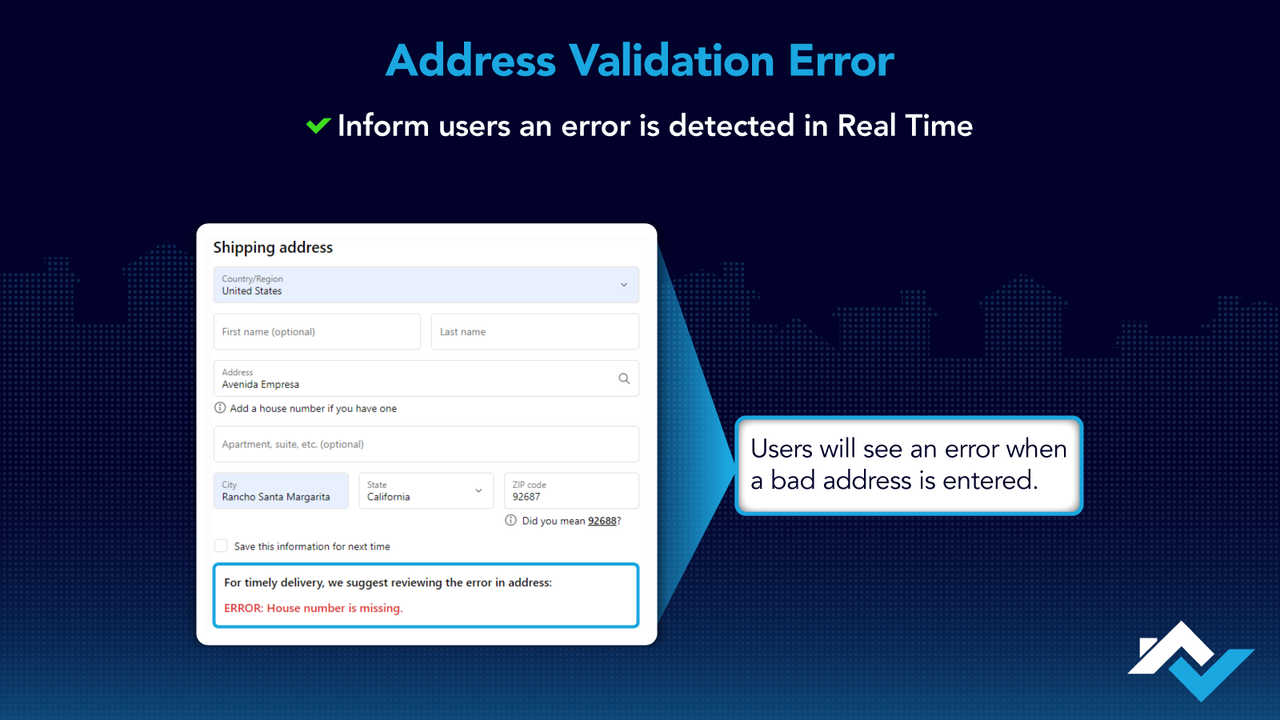 Address Validation Error Example