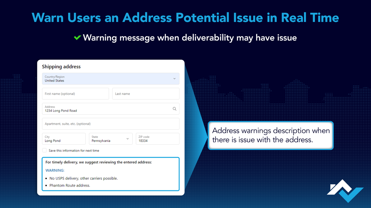 Address Validation WarningExample